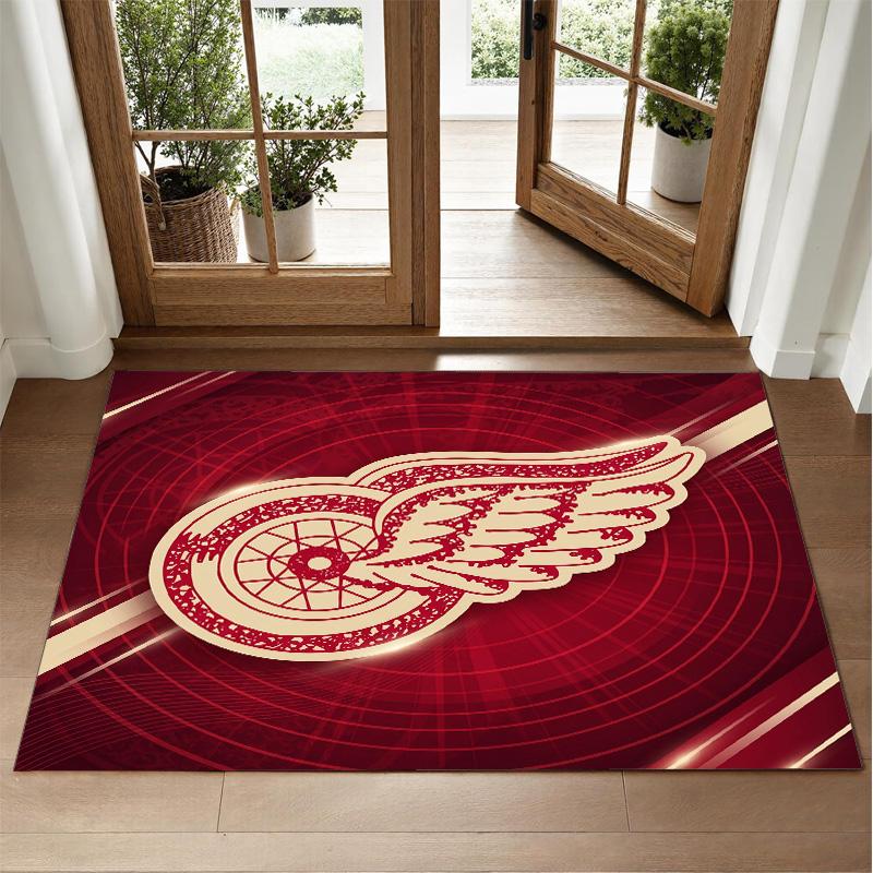 Detroit Red Wings Design Crystal Velvet Rug Soft Decorative Mat for Bedroom Entrance