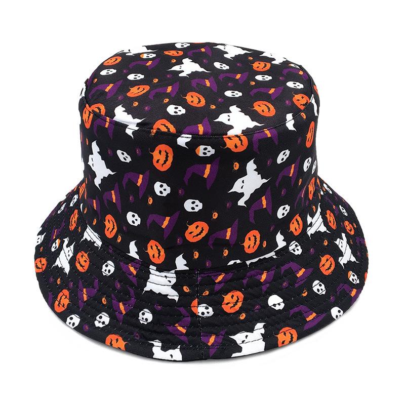 New Halloween printed bucket hat pumpkin lantern personality casual ghost basin hat sun hat funny trend hat
