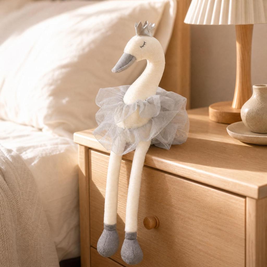 Swan Stuffed Animal with Tulle Skirt Soft Crowned Toy Child-Safe