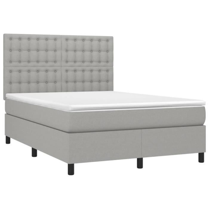 VidaXL Divan Bed with Mattress Light Grey 140x200cm Fabric - Model 3142097