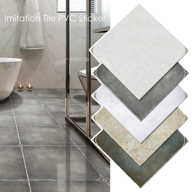 8Pcs Wall Sticker Self Adhesive Tiles Waterproof PVC Floor Stickers Marble Bathroom Ground Wallpapers Bedroom Retro Tile Sticker