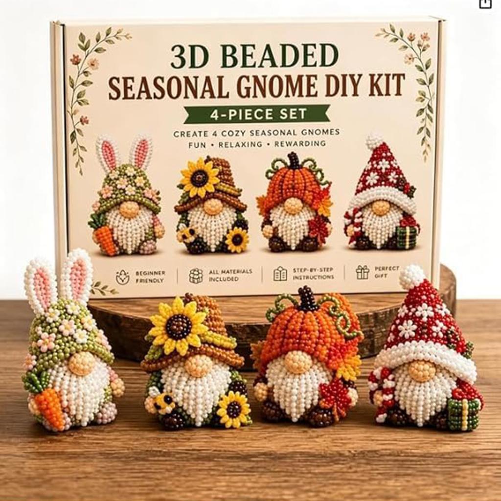 Diy 3D Gnome Bead Embroidery Kits Complete Accessories Bead Embroidery Set Beadwork Crafts Kit For Adults Teens Beginners