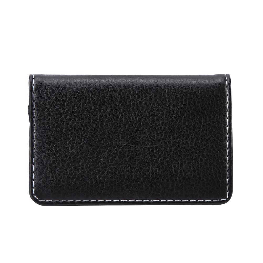 Portable Leather Business Name Card Holder Case Wallet Credit Card Holder Case(Black)
