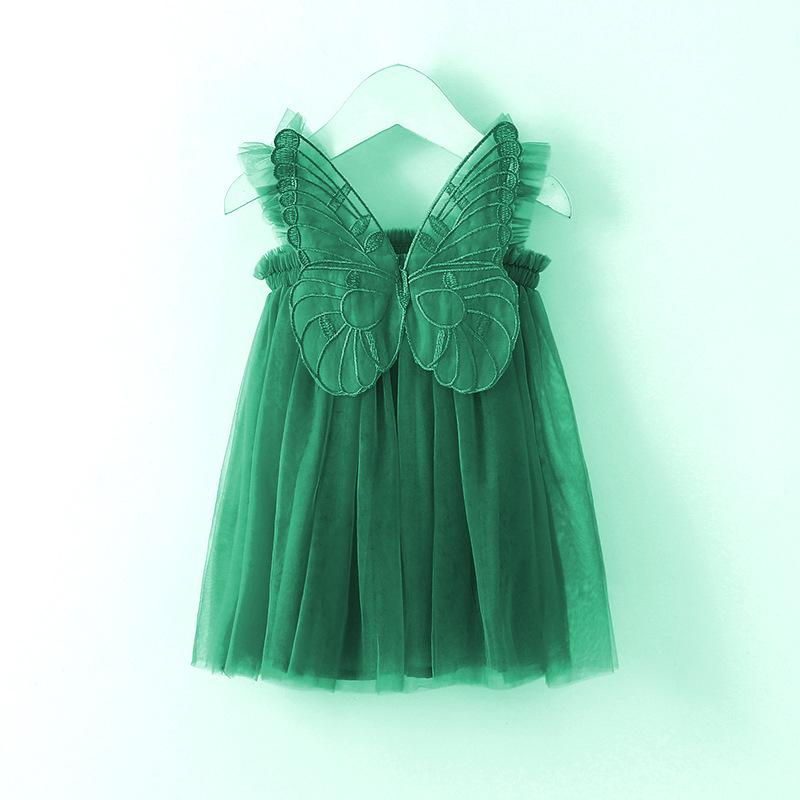 

Детское платье на подтяжках, сетчатое платье с крыльями бабочки, платье принцессы, пышное платье, платье-пачка для девочек, платье-жилет 70 зелёный