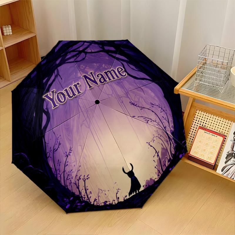 Custom Text Automatic 8 Bone Umbrella, Portable Sun Rain Protection UmbrellaHollow Knight