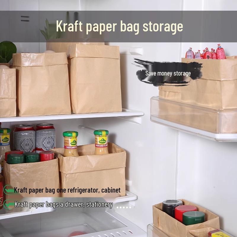 Wasserdichte Aufbewahrungstasche aus Kraftpapier: Ölfest, verdickt für Kühlschrank-Obst, Gemüse, Brot und Takeaway-Verpackung.