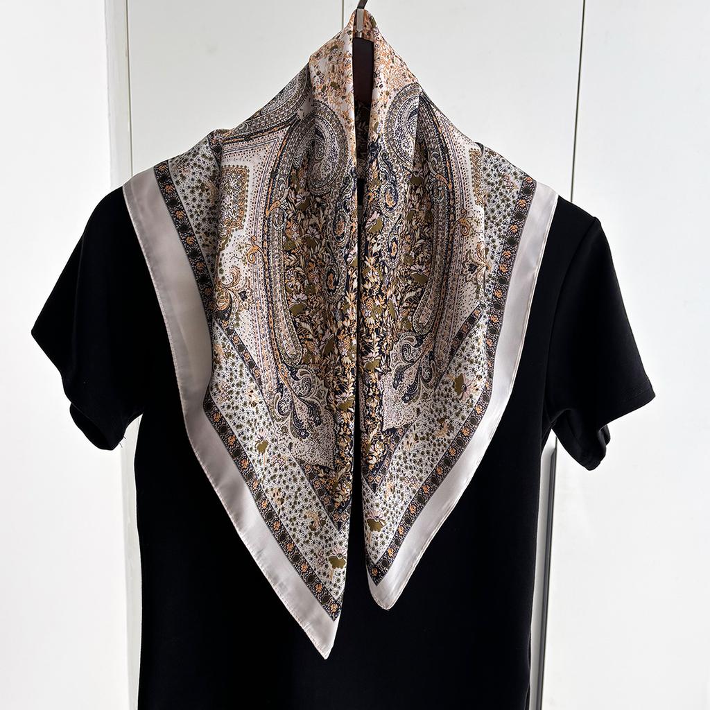 Luxury Silk Square Scarf For Women Bandanas Fashion Lady Hairband Female Floral Neckerchief Hijab Bag Ribbon For Dalily