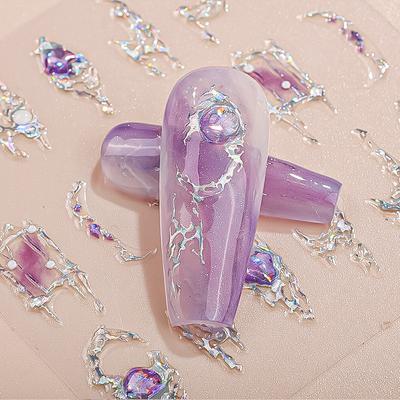 Nail Stickers Embossed 5D Three-dimensional Hot Silver Imitation Diamond Flash Nail Art Sticker Decoration