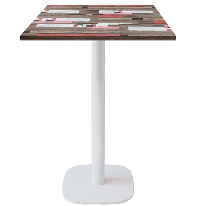 Mange-debout 60 x 60 cm - modèle Round pied blanc redden wood