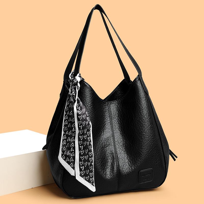 Vintage Luxury PU Leather Women Shoulder Crossbody Bags Large Capacity Tote Sac Female 3 Layers Multi-Pockets Commuter Handbags