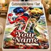 Flannel BlanketMiraculous Ladybug Custom Name Text Personalized Soft Warm Throw Blanket Home Decor Gift