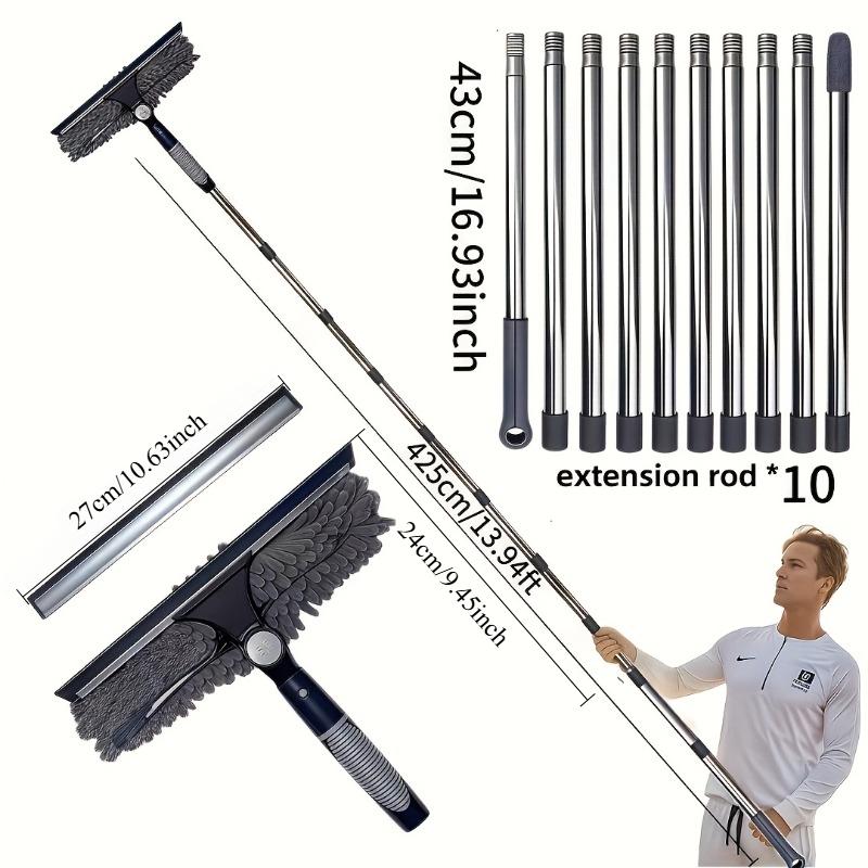1PACK Professional High-rise Window Cleaning Tool Kit - Microfiber and Absorber with Stainless Steel Rod for Skyscrapers and High-rise Buildings