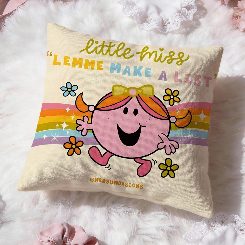 cute Mr. Men and Little Miss Cushion Cover Premium Comfort Reversible Pillow Cove -Two in One Design for Any Room & Car Interior