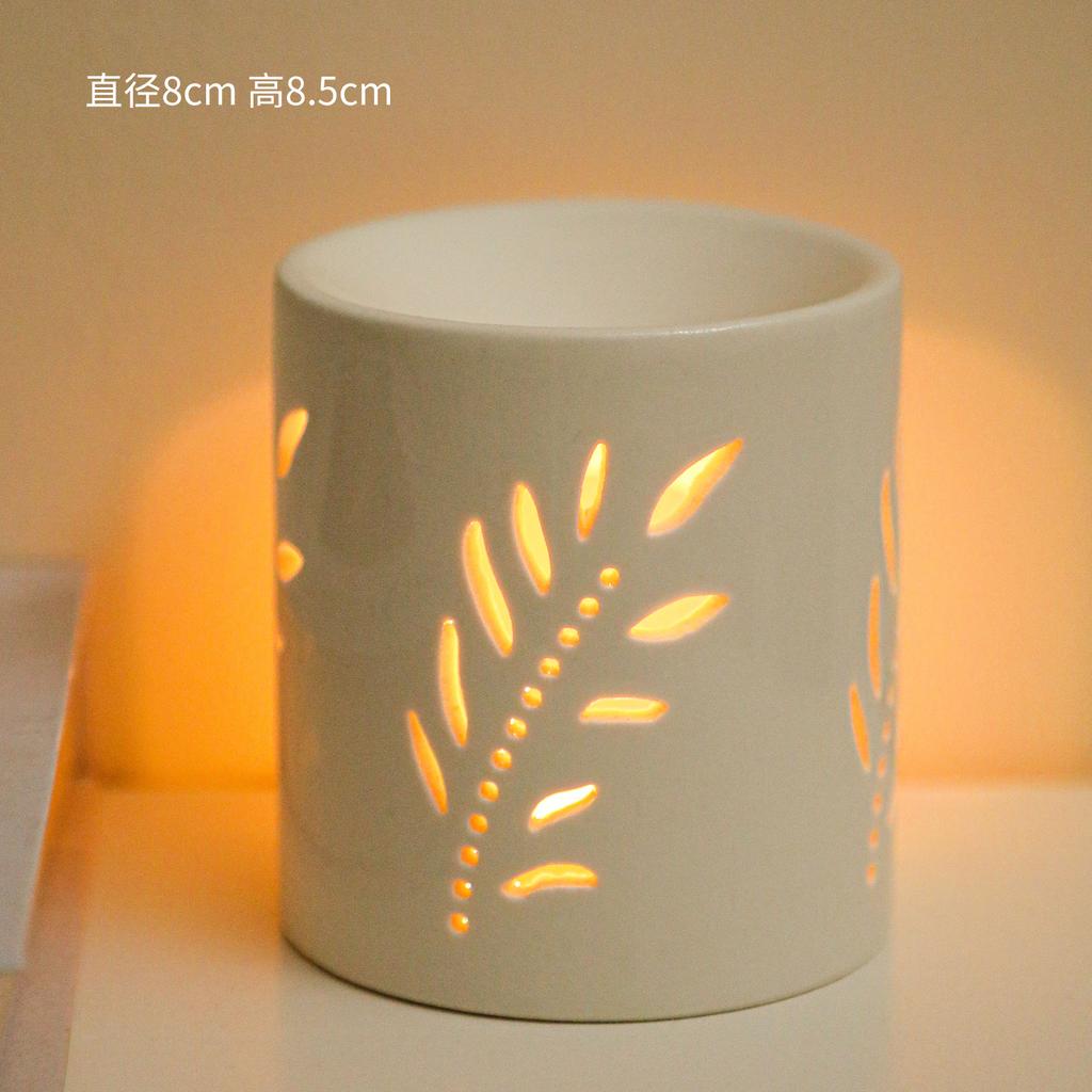 Ceramic Hollow Oil Burner With Candle Holder Incense Burner Romantic Essential Oil Incense Aroma Diffuser Oil Stove Home Decor