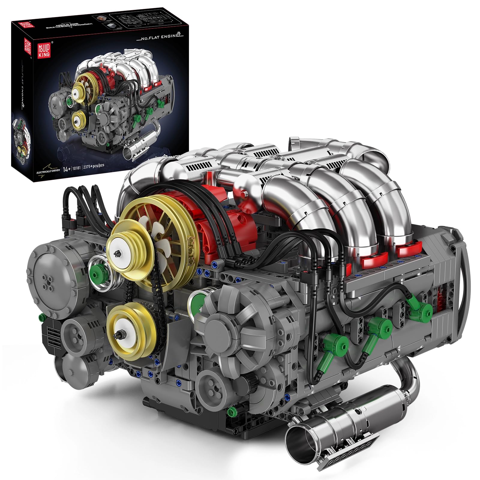 

Mould King 10181 Technik Flat Engine Block Toy, 2375+PCS Auto Horizontally Opposed Engine Clamp Block Set, MOC Engine Block Toy