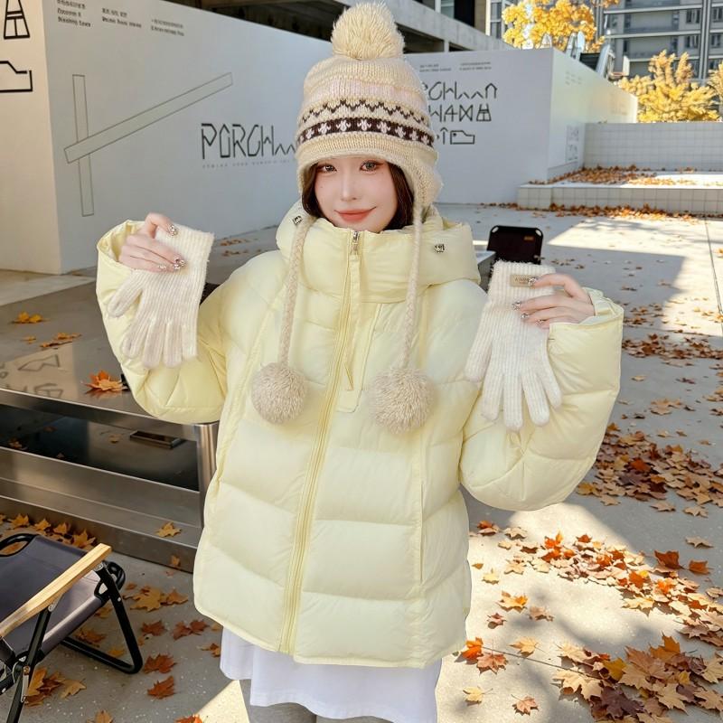 Womens Short Puffer Jacket With Hood Winter 2026 Warm Cotton Coat Loose Fit Casual Outerwear