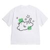 Korean Aesthetic Cat Tshirt for WOMEN Minimalist Black Short Sleeve Crew Neck Tee with Clover Accents Casual Versatile Top