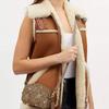 Coach Serena 17 Star Snowflake Print Classic Monogram Zip Closure Canvas And Leather Crossbody Bag Small Women Crossbody Bag Khaki Gold CN709-IMWD9