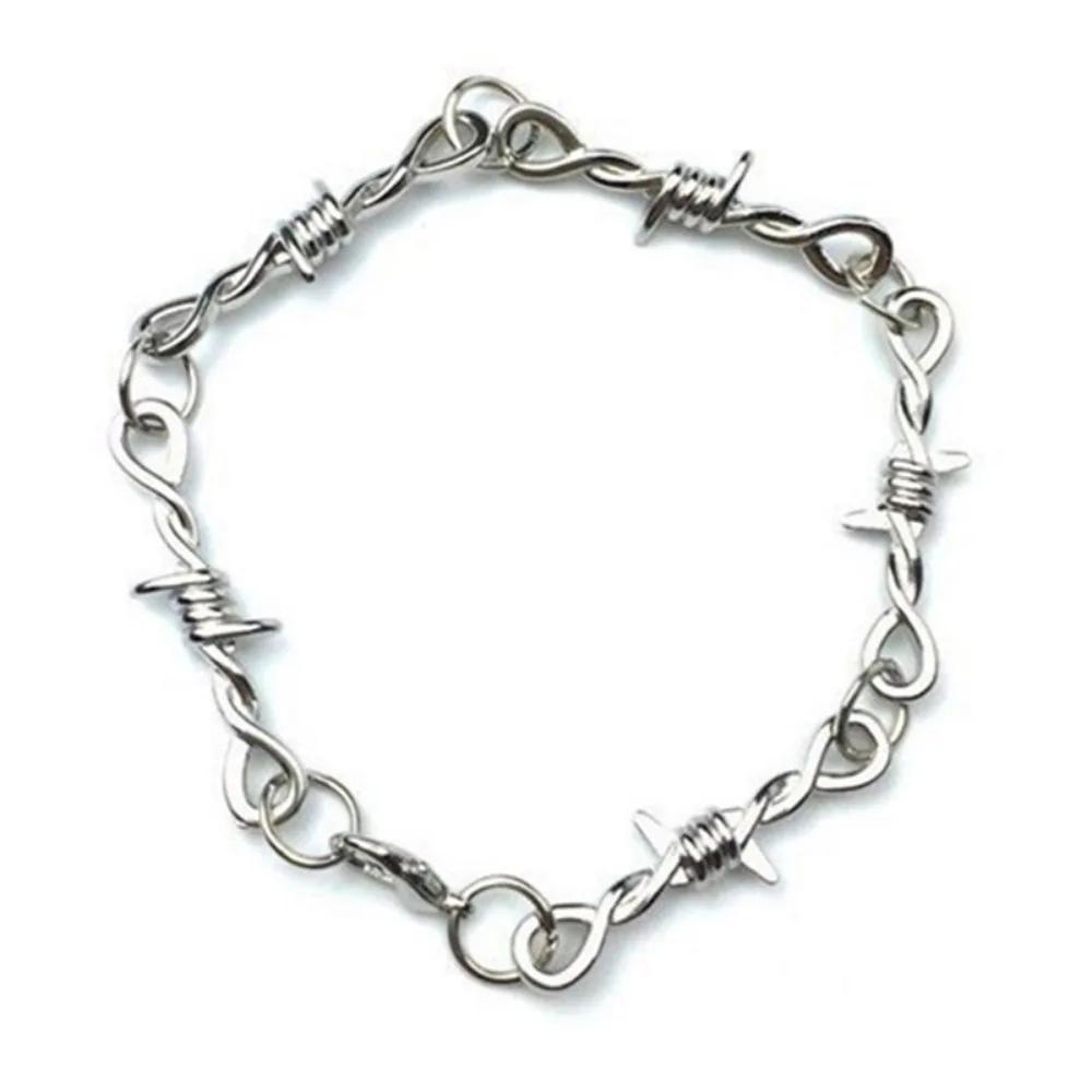 

Браслет из колючей проволоки Браслет в форме сердца Ручной циркон Женский подарок Унисекс Украшение 21cm