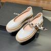 Niche Light Luxury 2025 Women's Shoes High-heeled Soft Leather Foreign Trade Retro Single Shoes Low-top Thick-soled Wedge Heel Single Leather