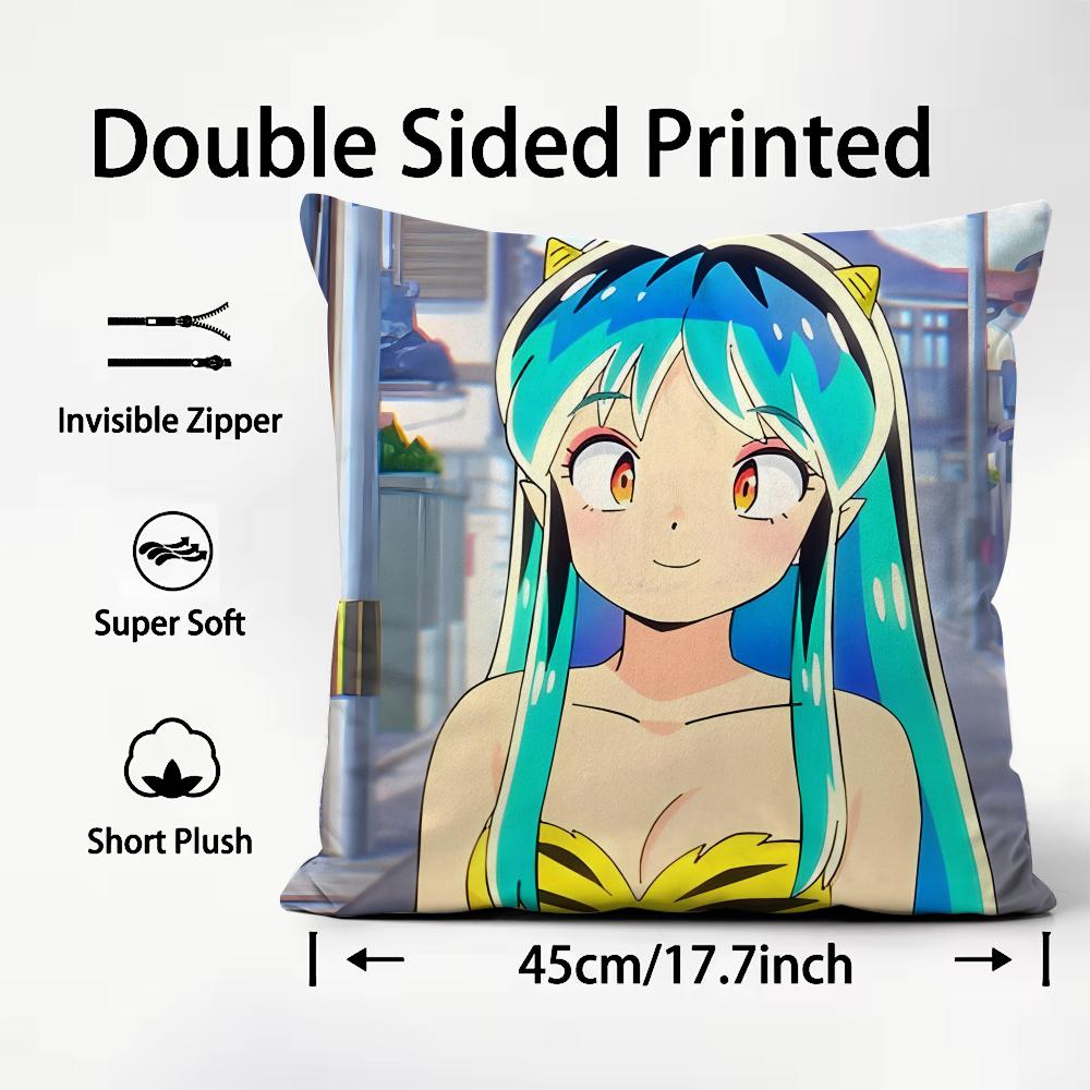 UUrusei YatsuraA Anime Cushion Cover Plush Fabric Soft DoubleSided Printed Sofa Warm Winter Home Child Gift Pillow Case