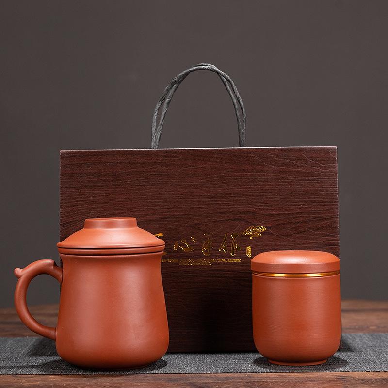Gift Box Purple Sand Mug Personal With Lid Tea Separation Tea Cup Office Tea Cup Gift Customization