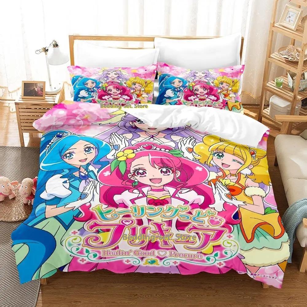 Nuevo Juego de Ropa de Cama Pretty Cure Individual Twin Full Queen King Size Funda Nórdica de Anime para Decoración de Dormitorio de Adulto Niño
