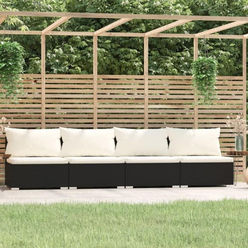 Day and Night - Day and Night 4-seater Sofa with Black Synthetic Rattan Cushions