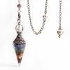 Amethyst Aquamarine Seven Chakra Resin Gemstone Pendant Hexagonal Cone Pendulum