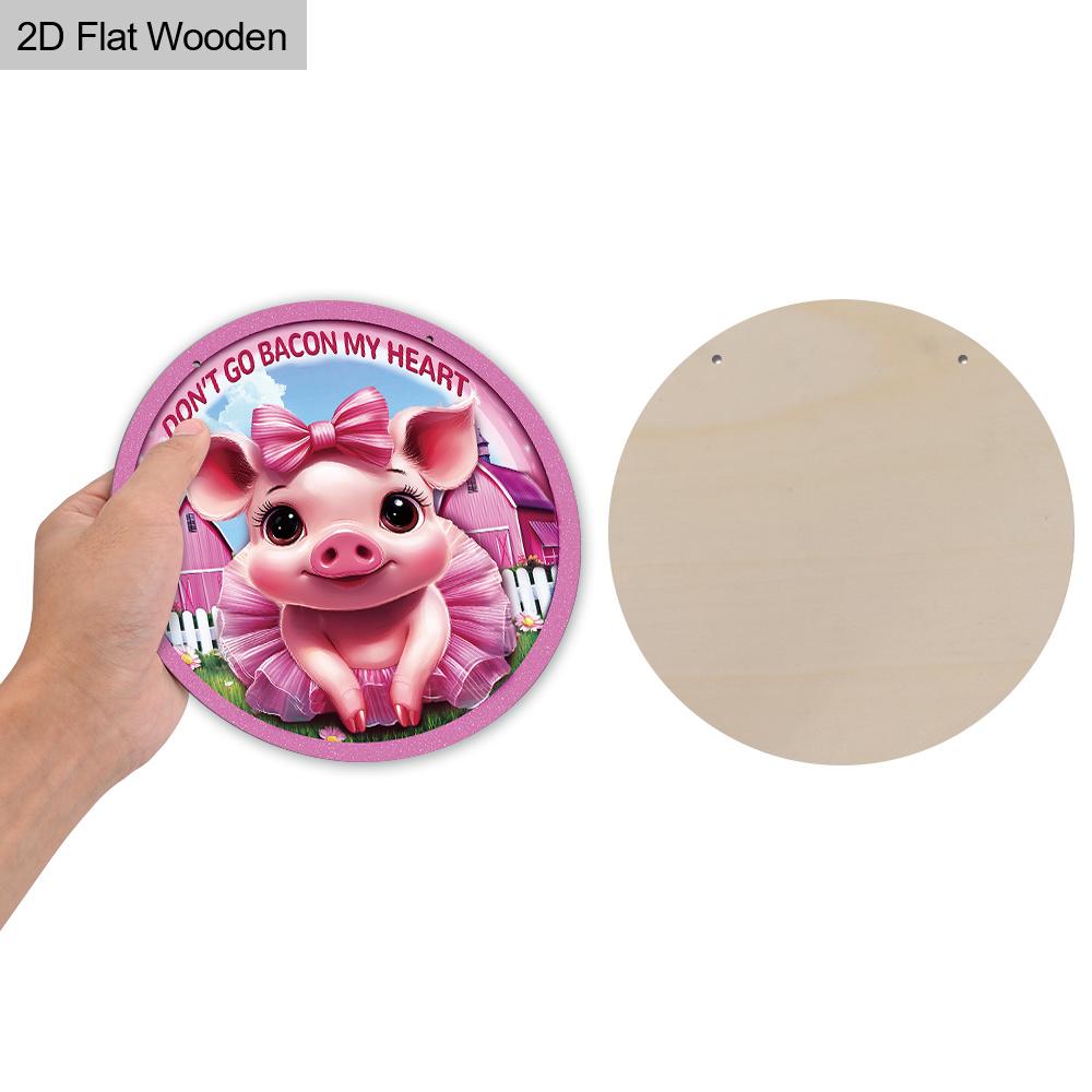 2D Flat 1pc Valentine's Day Pink Pig Wooden Hanging Ornament, Wall-Mounted Decor for Bar, Kitchen, Coffee, Home, Living Room, Office, Party