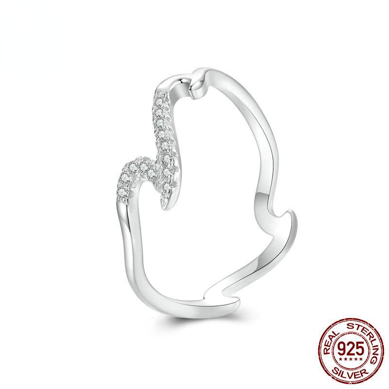 

Кольцо из стерлингового серебра 925 пробы с простой волной нерегулярной формы для женщин, ювелирное кольцо из белого золота 6