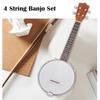 4 String Banjo Set with BJ10 Strings Capo Cleaning Polish Cloth