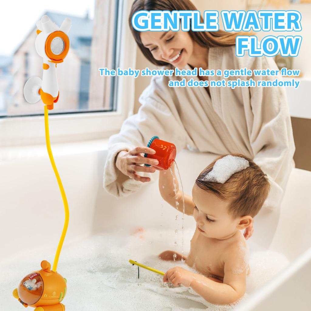 Baby Bath Shower Head Cute Submarine Toddler Bathtub Shower Head with Suction Cup Battery Powered Bathtime Shower Head for Kids