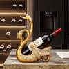 European Swan Wine Rack Ornaments Resin Swan Couple Statue Home Living Room Table Wine Cabinet  Animal Figurines Decorations