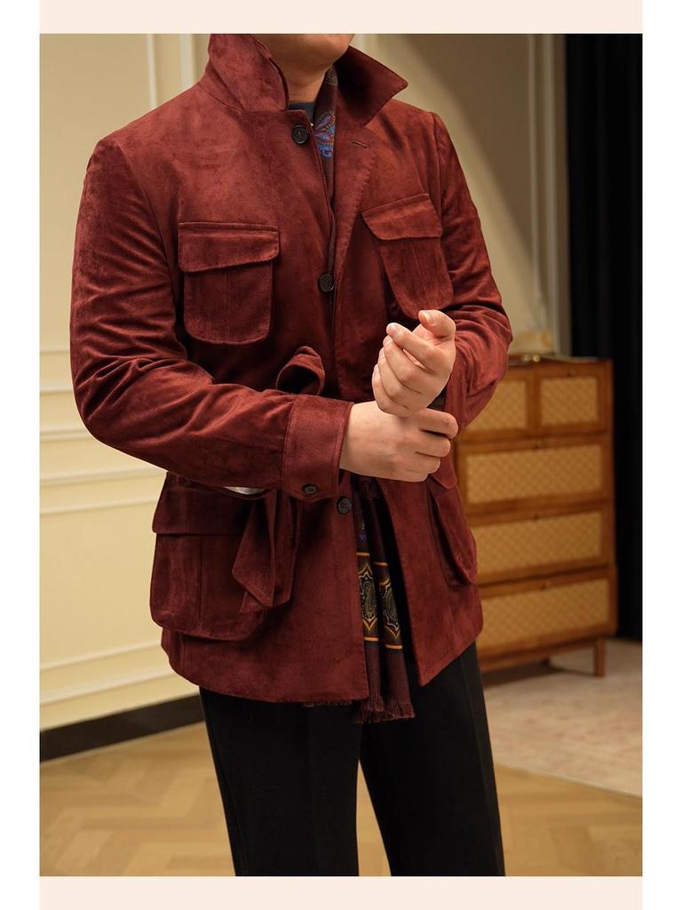 Ruishen Italian Retro Suede Plush Jacket - Autumn/Winter Casual Business Outerwear