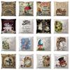 Alice In Wonderland Cartoon Pillow Case Cotton Linen Square Cushion Cover**