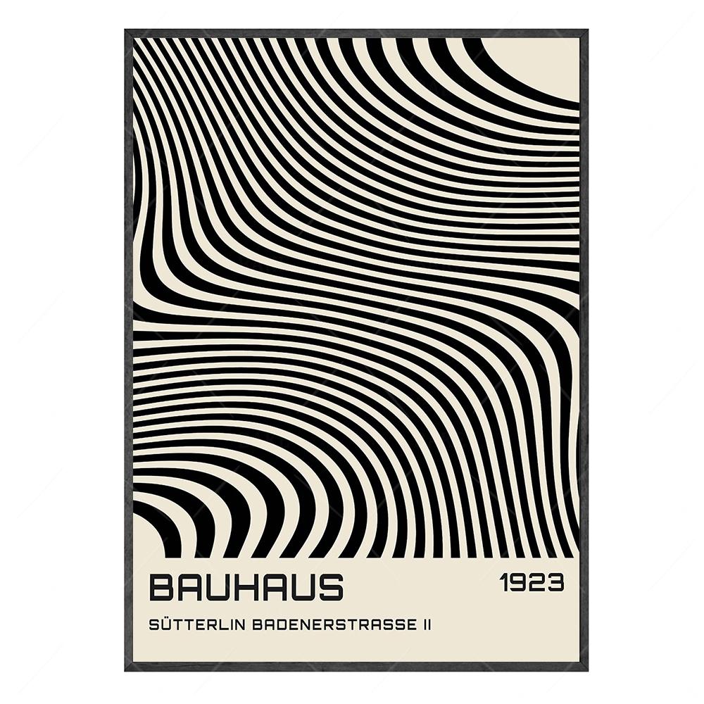 

Bauhaus 1923 Абстрактная выставка Плакат Обои Печать Черный линейный настенный рисунок Холст Картина Современная галерея Офис Декор Печать 30x40cm No Framed