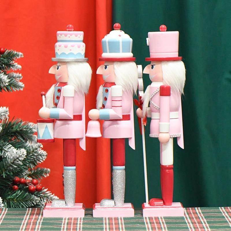 Festival 38CM/15inch Macaron Colored Drummers Dolls, Wood Table Decoration for Holiday Baking Enthusiasts