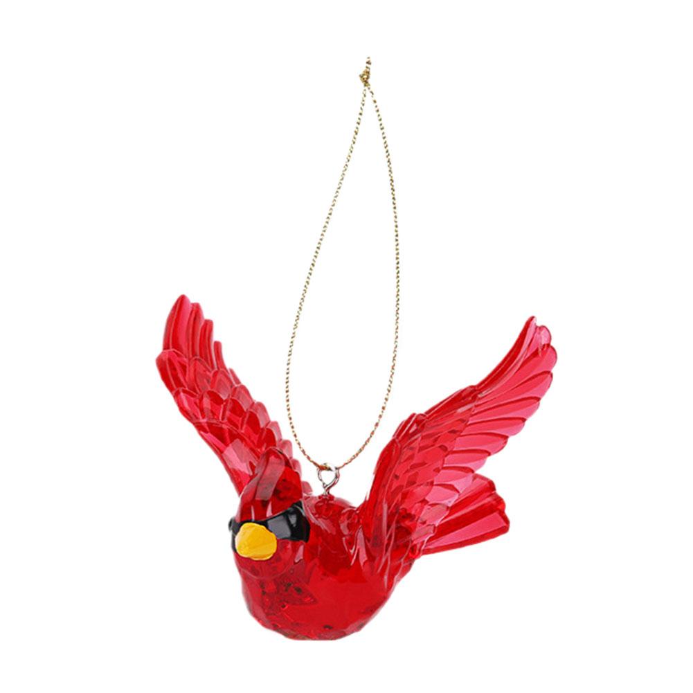 Durable Acrylic Christmas Red Bird Model Ornaments Hanging Pendant For Christmas Tree Wedding Holiday Home Party
