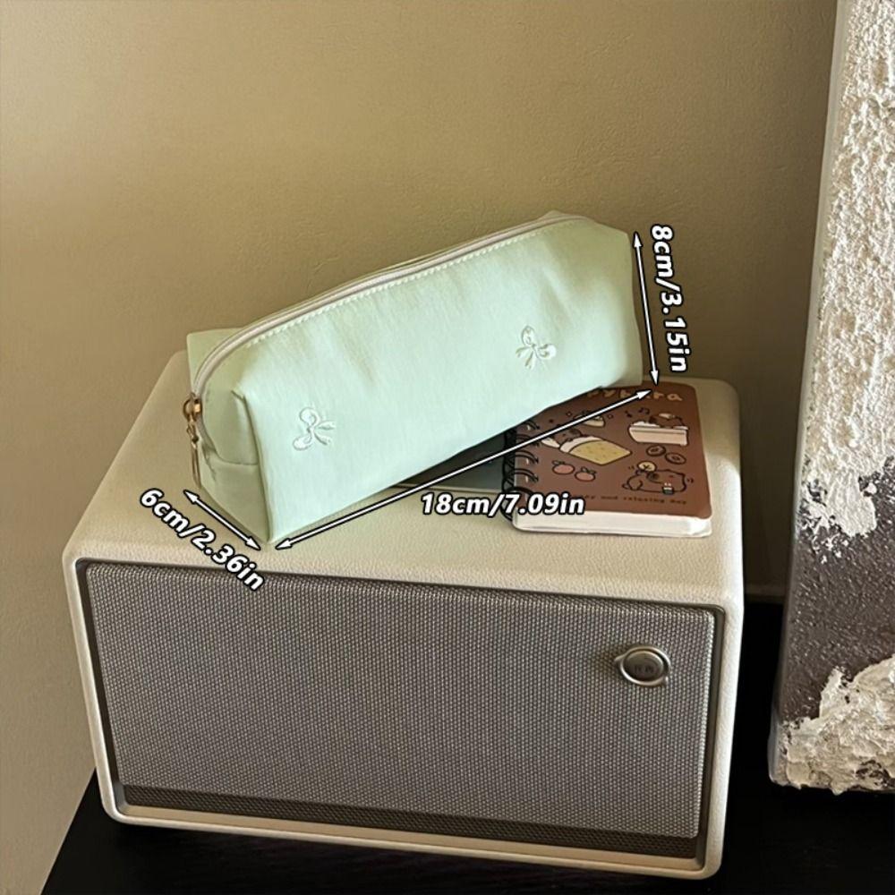 Large Capacity Pencil Case Bowknot Embroidery Stationery Bag  School Office