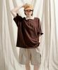 JEMUT Forward Oversized Collared Short Sleeve T-Shirt Brown Oyst2559
