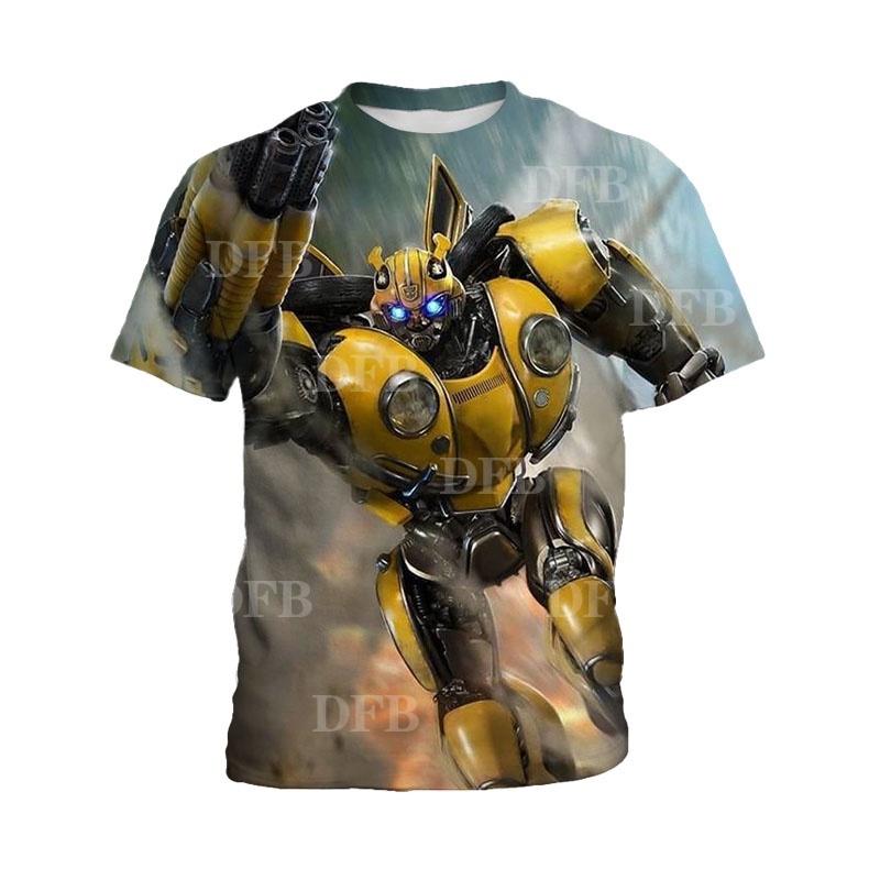 

Transformers Bumblebee 3D Printed Children s T-shirt Summer Short Sleeved Handsome Boy Short Sleeved Old 140