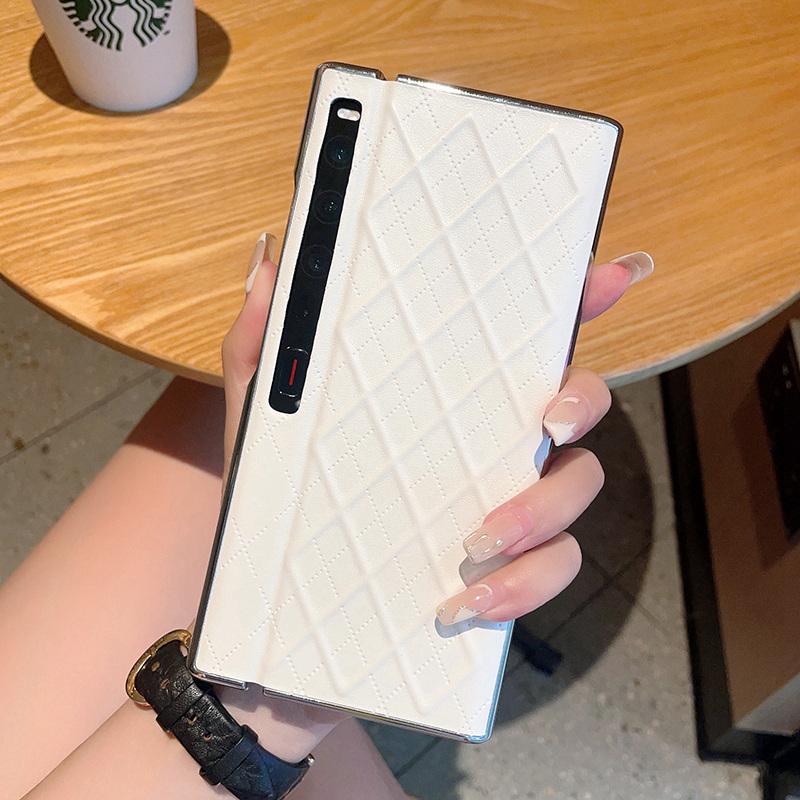 

For Huawei Mate Xs and Xs 2 Leather Foldable Case Cubical Diamond Grid Pattern Raised Camera Lens Protection Plating Case Cover Artificial leather&Huawei Mate Xs 2 белый