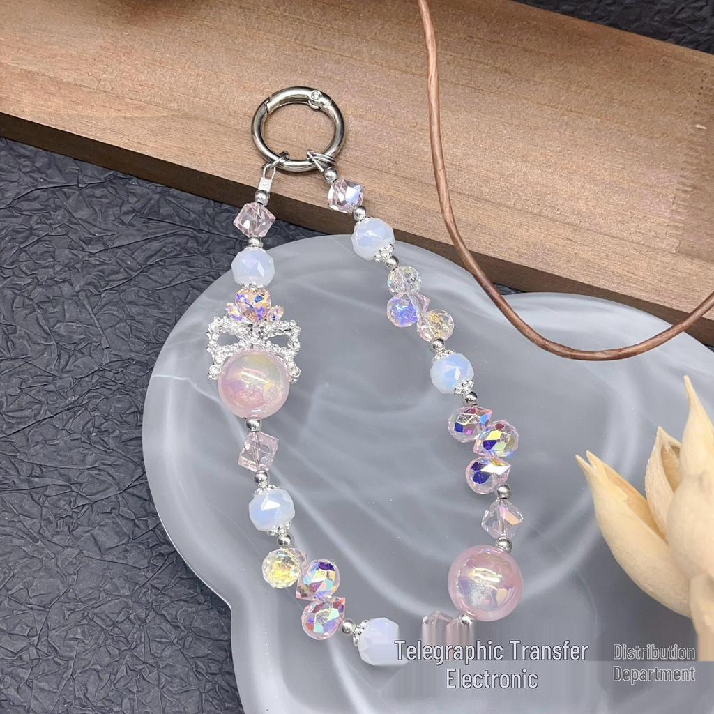 Crystal Rhinestone Crown Phone Lanyard & Keychain - Cute Charm Accessory & Small Gift