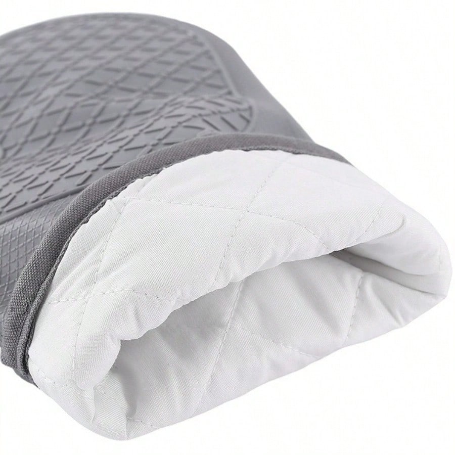 1Pc Thickened Oven Silicone Anti-scalding Glove, Kitchen Supplies, Plaid Printed Gloves Microwave Oven Silicone Thermal Insulation Gloves