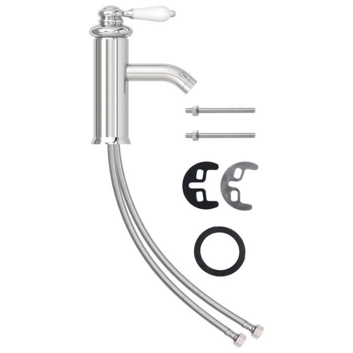 Robinet de lavabo - vidaXL - 130x180 mm - Finition chromée - Laiton - Monotrou