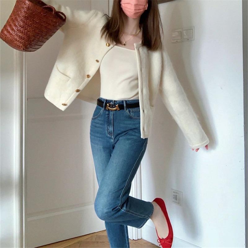 Temperament Mohair Sweater Jacket Women's Early Autumn New Knitted Cardigan High-end Outer Top