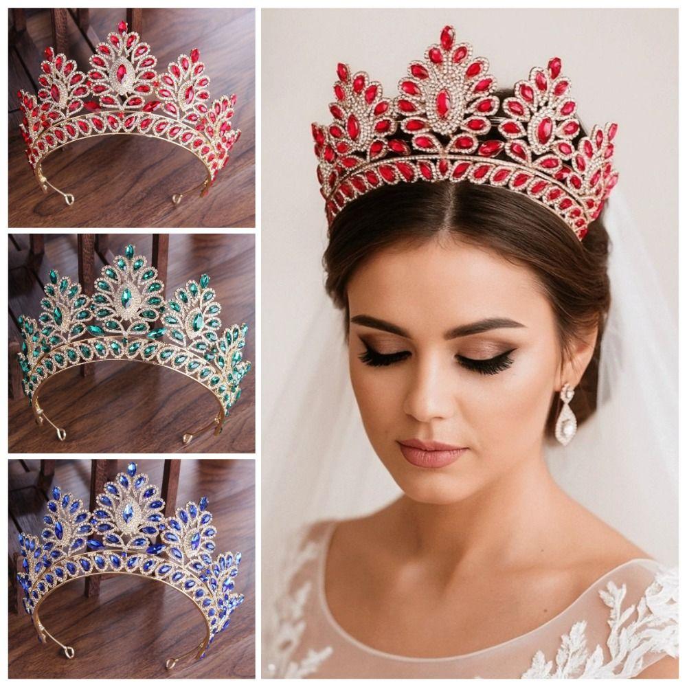 Tiares de Reine Baroques Élégantes Coiffes de Mariée Étincelantes Tempérament Femmes Serre-tête Fête d'Anniversaire