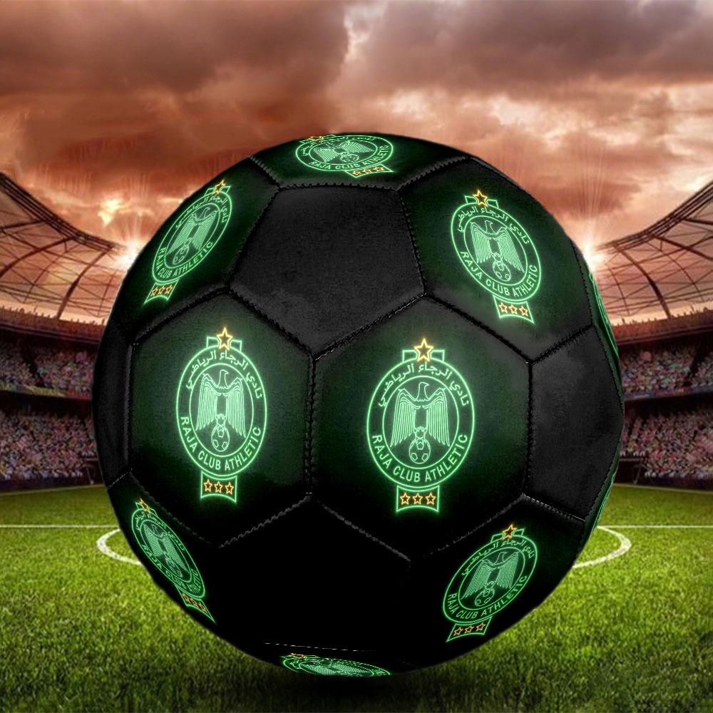 Raja Club Athletic Size 5 Soccer Ball, Machine-Stitched PVC, Durable & High Bounce, All Ages Fit, Fan Merchandise, Matches & Outdoor Use.