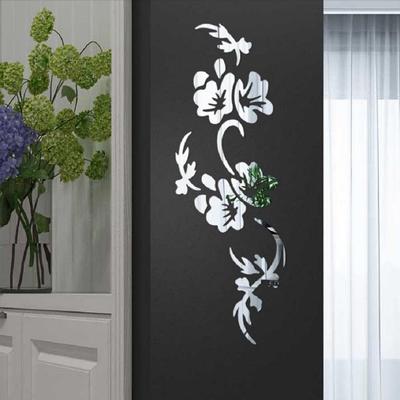 Acrylic Mirror Petunia Pattern Decorative Door, Fridge, Cabinet, & Wall Sticker Set